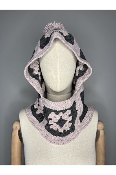 zeinapp Pembe Ponponlu Boyunlu Kapüşonlu Bere