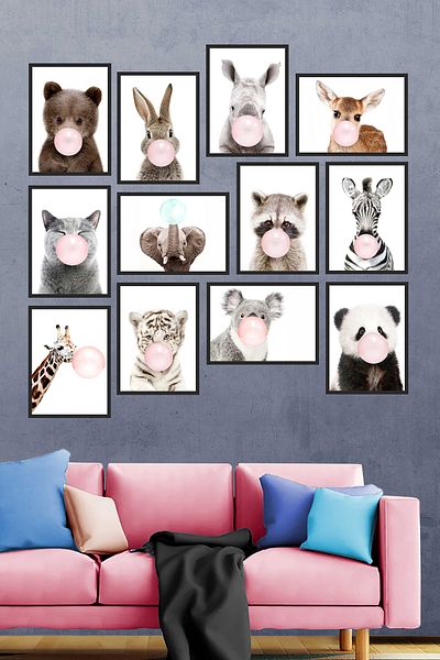 Biz Dijital Σετ ζωγραφικής MDF 12 τεμαχίων Gum Inflating Animals Frame Look