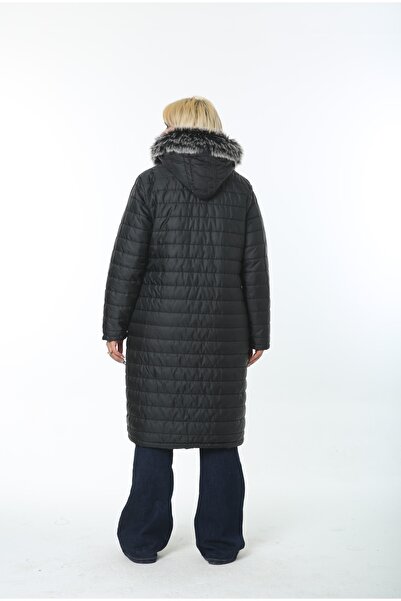 By Alba Collection Women's Black Puffer Quilted Large Size Coat