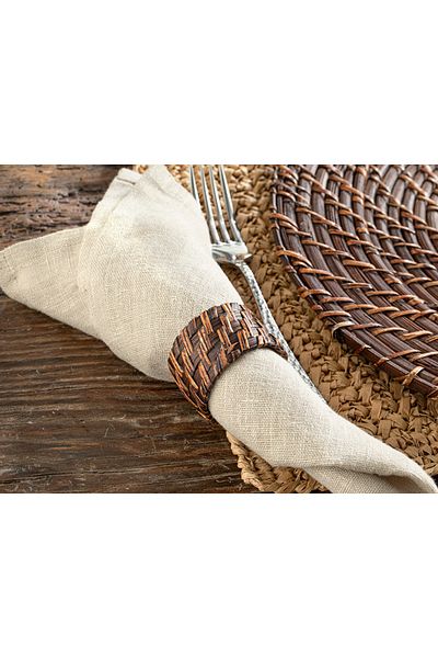 English Home Aidan Rattan 5x5 Cm Brown Napkin Ring