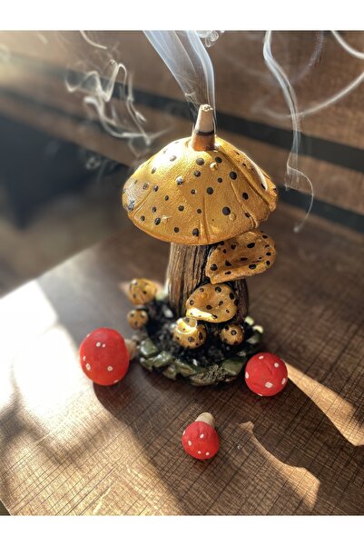 mryevdekorasyon Sarı Mantar Model Tütsülük Buhurdanlık Geri Akış Şelale Seram...