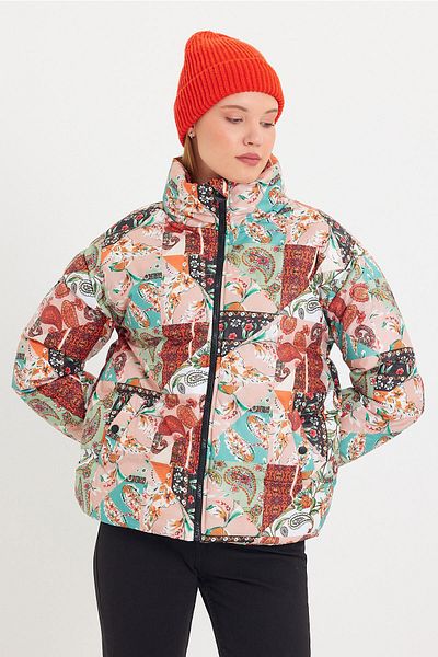 Weyeze Ψηφιακό εμπριμέ Stand-up Collar Puffer Coat Ad-k50480lnw
