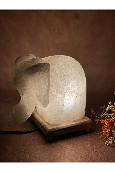 Evci Tuz Doğal Kaya Tuzu Lambası Beyaz Fil Modeli - Tuz Lamba - Fil Tuz Lamba