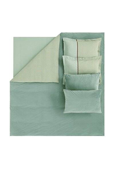 Yataş Charme Rowena Oversize Velvet Satin Duvet Cover Set - Sage