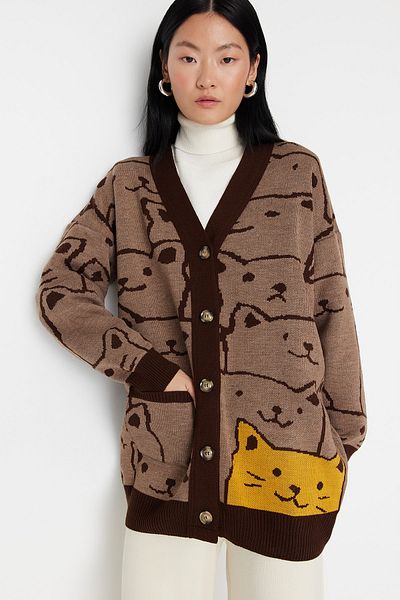 Trendyol Modest Cardigan - Brown - Regular fit