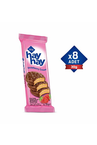 Çizmeci Time HAY HAY Kakao Kaplamalı Kremalı Bisküvi Çilekli 30 Gr x 8 Adet