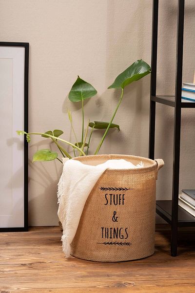 Ocean Home Textile Dulap de iută Spălătorie Camera copiilor Organizator de jucării Organizator de coș de depozitare pliabil 30x31