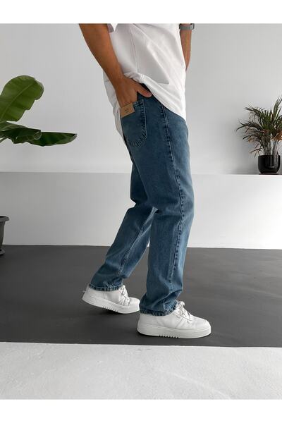 MENOFOURSWEAR Сині джинси-баггі з розрізами на штанинах