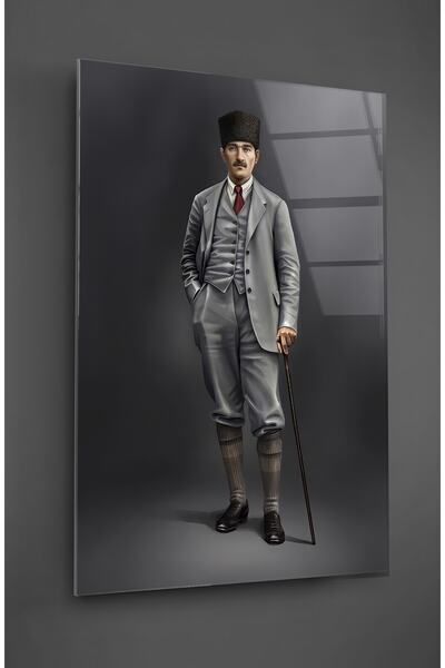 TAULART Pictură pe sticlă cu efect de pictură în ulei Ataturk