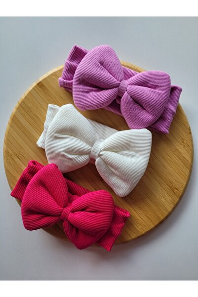 SeherBebeButik Kız Çocuk & Bebek Kaşkorse Fiyonk Bandana 3'lü Set