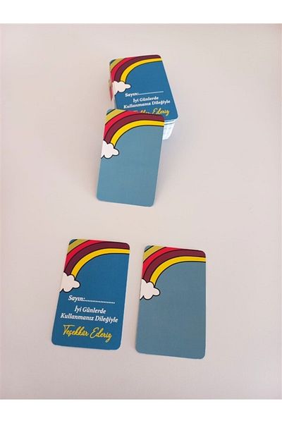anka design Double Direction Printed Thank You Card - Oval Cut, Cellophones, 350Gr, 25 Pieces