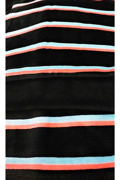 Marilyn Pijama Βελούδινο Σετ Πιτζάμες Μαύρο Ριγέ