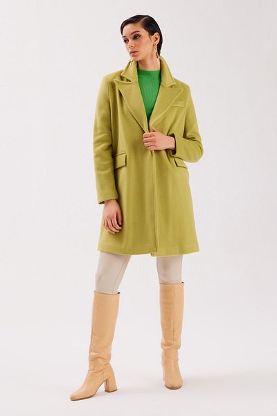 Sateen Pocketed Cashmere Coat - Oil Green