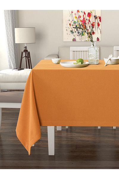 Pastel Tangerine Orange Tablecloth Velvet Textured Stain Resistant