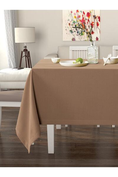Pastel Deep Coffee Tablecloth Velvet Textured Stain Resistant