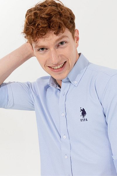 U.S. Polo Assn. Cămașă albastră pentru bărbați