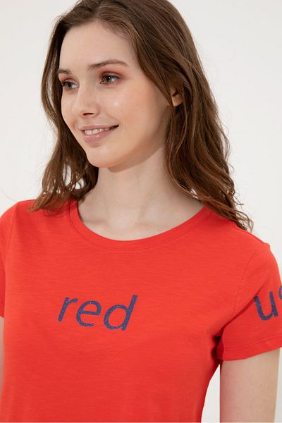 U.S. Polo Assn. Tricou roșu pentru femei