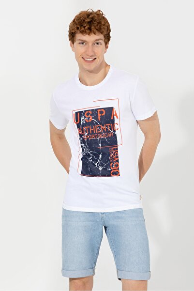 U.S. Polo Assn. Ανδρικό λευκό μπλουζάκι