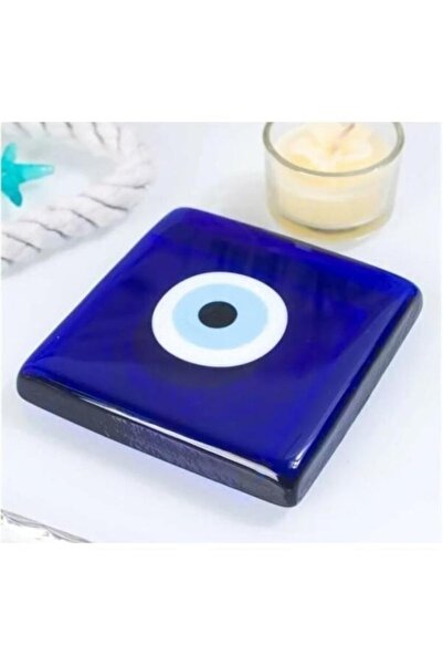 abnturk Dekoratif Kalın Cam Kağıt Ağırlığı Nazar Boncuğu 10x10 Gider Kapak Süsü Cam Nazarlık Masaüstü Notluk
