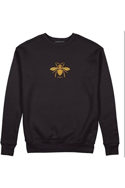 Tarzsokak Hanorac negru din bumbac imprimat albine fără glugă