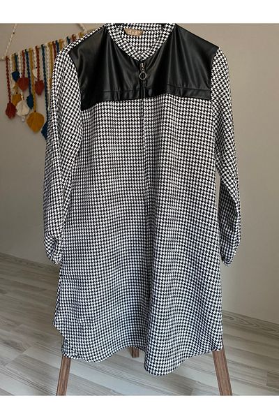 sinankardeşler Γυναικείο καρό λευκό μπουφάν Hijab με φερμουάρ