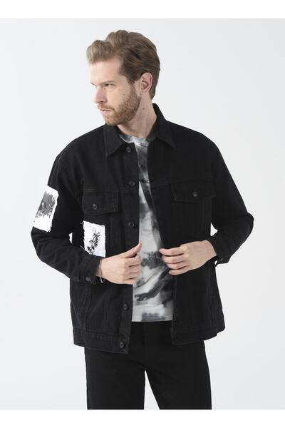 Black On Black Denim Ceket, L, Antrasit