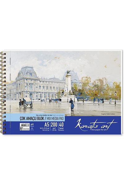 Exotic Home Karatis Art A5 Σπιράλ Μπλοκ πολλαπλών χρήσεων 200gr/40 Φύλλα