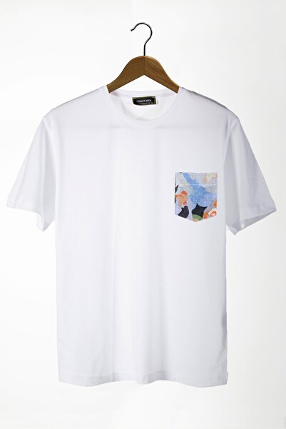 COLLIE Tricou oversize alb cu buzunare unisex