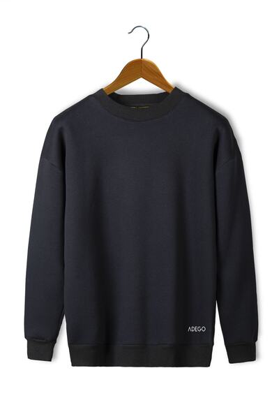 ADEGO تنورة سوداء للجنسين، سويت شيرت برقبة دائرية سميكة كبيرة الحجم ومطبوع بث...