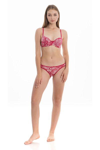 Moda Lime Patterned Red Bottom Top Suede Silip Panties Set Underwear Set