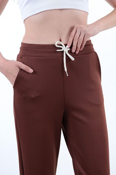 Lamirella Γυναικείο καφέ ψηλόμεσο Scuba Sweatpants