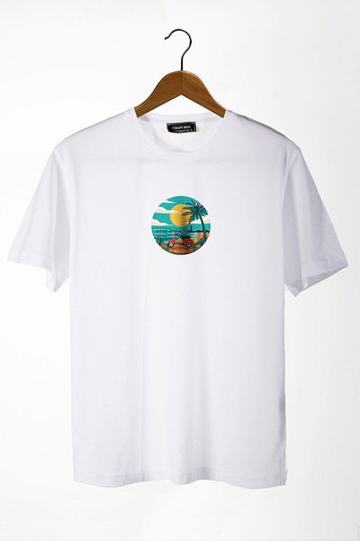 Terapi Men Unisex White Crew Neck Scooter Printed Oversize T-shirt 22y-3400762-67