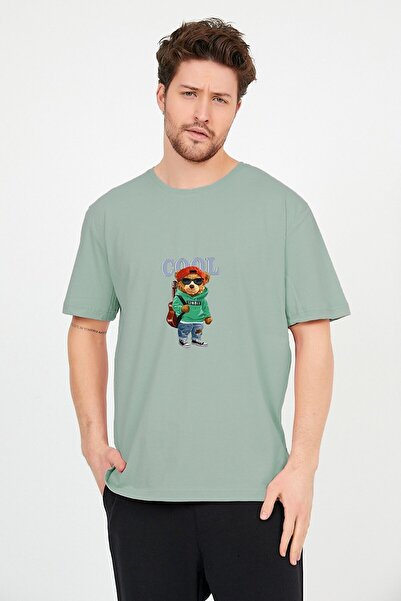 TA COLLECTİON Unisex Mint Cool μπροστινό μπλουζάκι με στάμπα από βαμβακερό μπ...