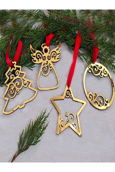 Mony Tasarım Christmas Pine Tree Patterned - Plexi Party, Birthday Ornament