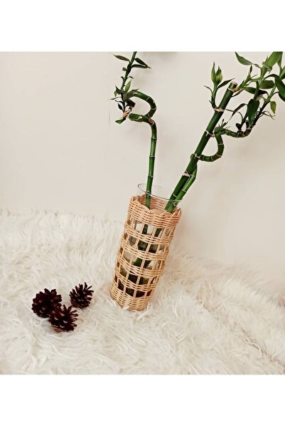 gudelidekor Hasır Bambu Rattan Saksı Sepeti 25x10 (VAZO DAHİL DEĞİLDİR)