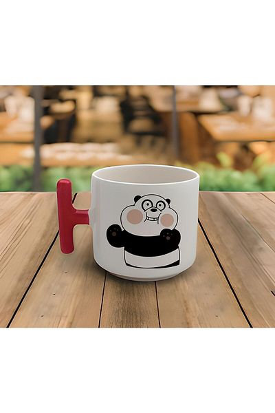 RHG Art Handmade Friendly Bears Leaning on the Mug Printed T Handle Mug 200 ml