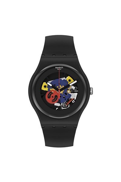 Swatch Unisex Black Lacquered Wristwatch