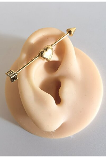 Bylin Cerrahi Çelik Kalpli Ok Köprü Piercing-(Kalınlık 1,6mm)- Bar Uzunluğu 3...