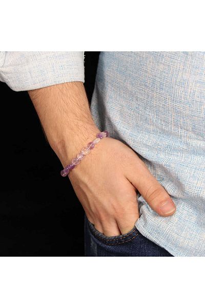 vetesbih Amethyst Drum Natural Stone Bracelet Z1658