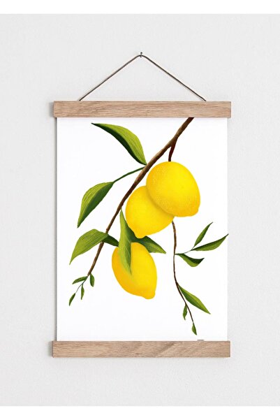 QueenHome Dekoratif Limon Duvar Tablosu Kumaş Poster Tablo Dijital Baskı
