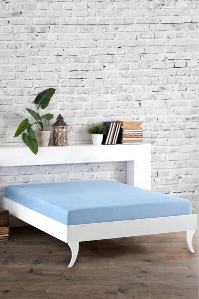 Berra Concept ملاءة سرير مفردة مجهزة ممشطة 100٪ قطن - أزرق