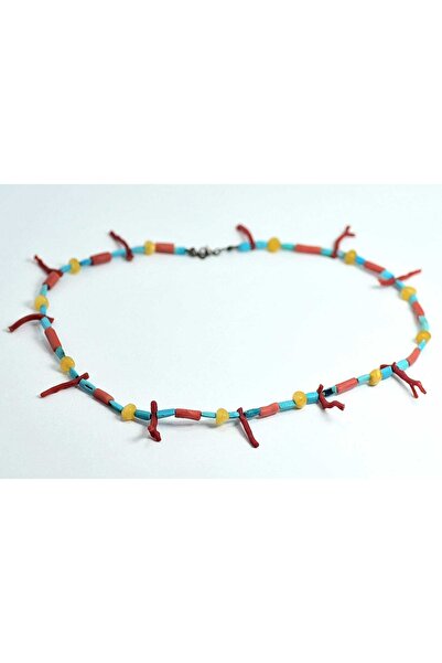 Mercan Turkuaz Damla Kehribar 3 Lü Bomba Karma Kolye Doğal Taş Taş Mabeti