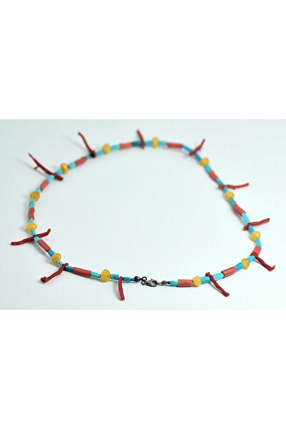 Mercan Turkuaz Damla Kehribar 3 Lü Bomba Karma Kolye Doğal Taş Taş Mabeti