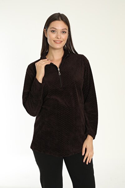 Miss Dünya Lissa Кафяв кадифен суичър за бременни и за бременни