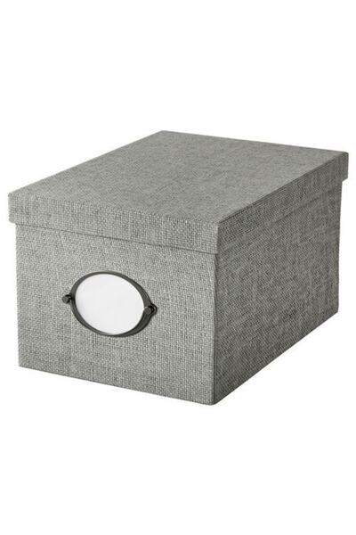 HOMHET كفارنيفيك، صندوق بغطاء، 25x35x20 سم، رمادي