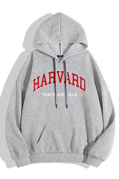 oneoff Harvard Baskılı Unisex 3 Iplik Kalın Şardonlu Oversize Kapüşonlu