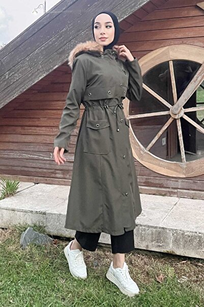 Modamihram Kuşgözü Detaylı Detaylı Armalı Mont Haki 10354