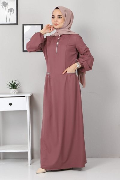 Modamihram Cipzáras részletes ruha Dusty Rose 10269