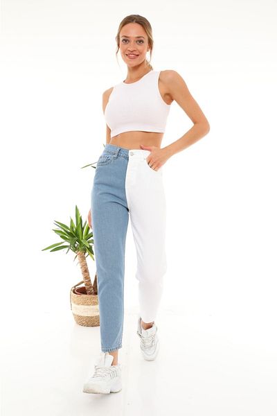 KOTOLOG Blocuri de culoare dublă Boyfriend Jean