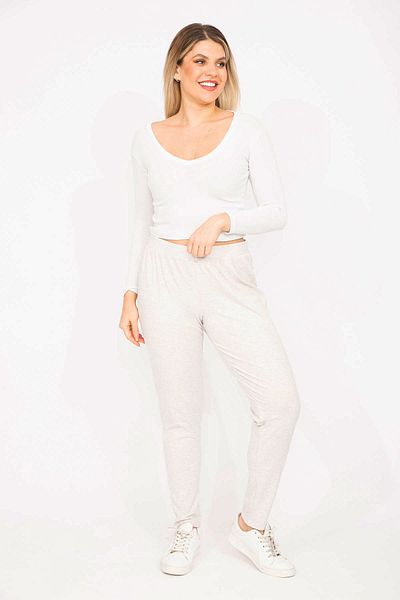 Şans Große Größen in Sweathose - Grau - Skinny